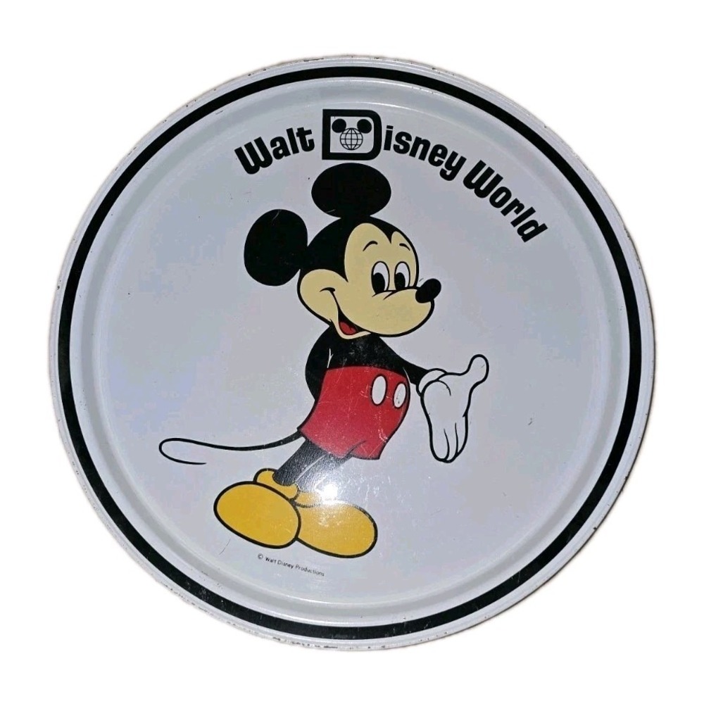 VTG 1970's Walt Disney World Mickey Mouse Metal Serving Tray Souvenir Wall Decor